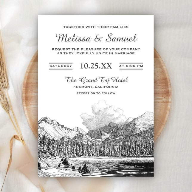 Elegante Invitación de Boda con Dibujo de las Mont (Subido por el creador)