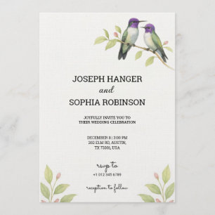 Elegante invitación de boda con dos pájaros