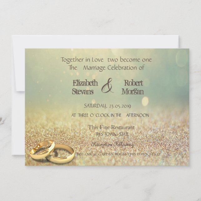 Elegante Invitación de Boda con Efecto Bokeh y Bri (Anverso)
