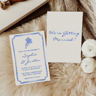 Elegante Invitación de Boda con Escritura Manual F