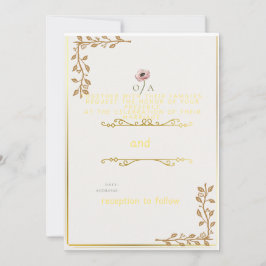 Elegante Invitación de Boda con Esquina de Oro | F