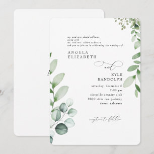 Elegante invitación de boda con eucalipto en casca