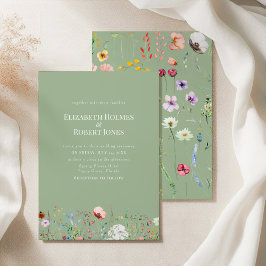 Elegante Invitación de Boda con Flor Silvestre de 