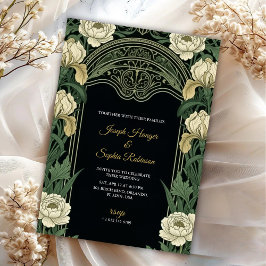 Elegante invitación de boda con floral ornamentado