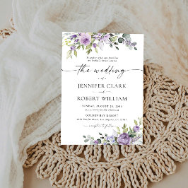 Elegante Invitación de Boda con Floral Púrpura