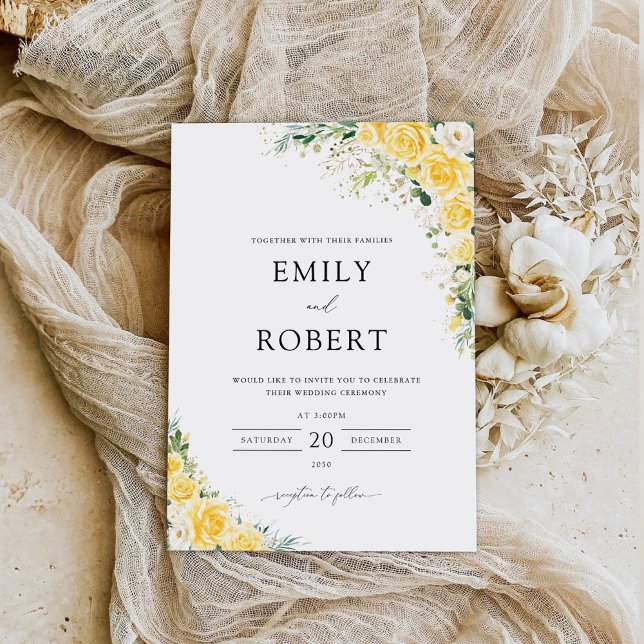 Elegante Invitación de Boda con Flores Amarillas (Subido por el creador)