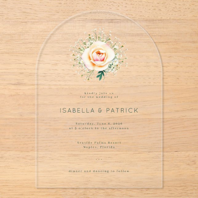 Elegante Invitación de Boda con Flores Negras (Anverso)