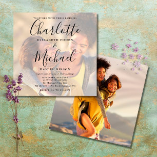 Elegante Invitación de Boda con Foto 2 con Letra d