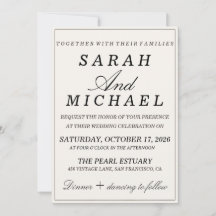 Elegante Invitación de Boda con Foto al Estilo Old
