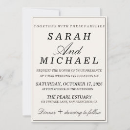 Elegante Invitación de Boda con Foto al Estilo Old