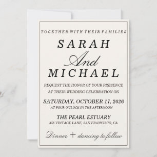 Elegante Invitación de Boda con Foto al Estilo Old