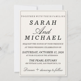 Elegante Invitación de Boda con Foto al Estilo Old