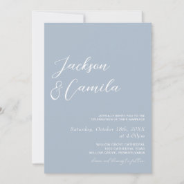 Elegante Invitación de Boda con Foto Azul Polvorie