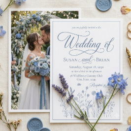 Elegante Invitación de Boda con Foto de Flor Silve
