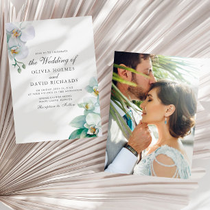 Elegante Invitación de Boda con Foto de Orquídea B