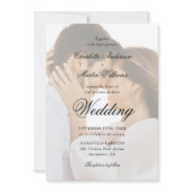 Elegante Invitación de Boda con Foto en Blanco y N