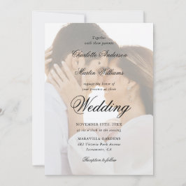Elegante Invitación de Boda con Foto en Blanco y N