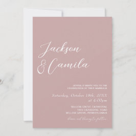 Elegante Invitación de Boda con Foto en Rosa Polvo