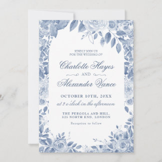 Elegante Invitación de Boda con Foto Floral Polvor