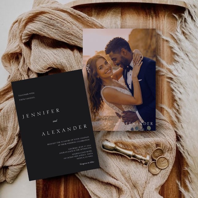 Elegante Invitación de Boda con Foto Moderna (Elegant Modern Photo Wedding Invitation)