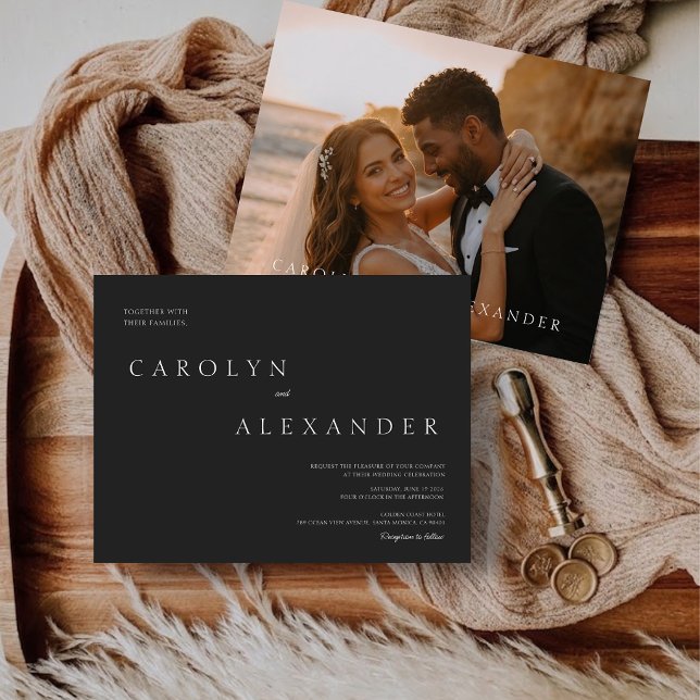 Elegante Invitación de Boda con Foto Moderna (Elegant Modern Photo Wedding Invitation)
