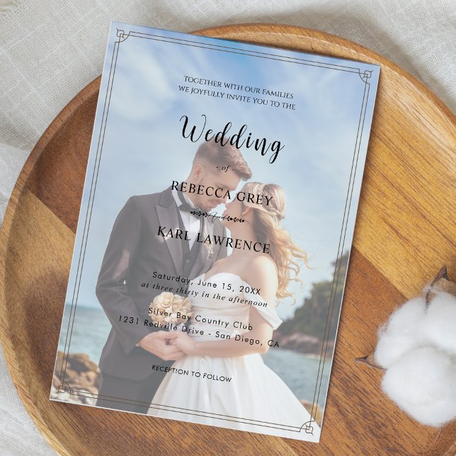 Elegante Invitación de Boda con Foto Personalizabl (Elegant Simple Customizable Photo Invitation )