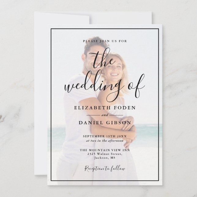 Elegante Invitación de Boda con Foto Script 2 (Anverso)