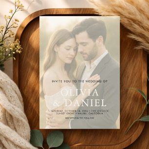 Elegante Invitación de Boda con Foto Transparente 