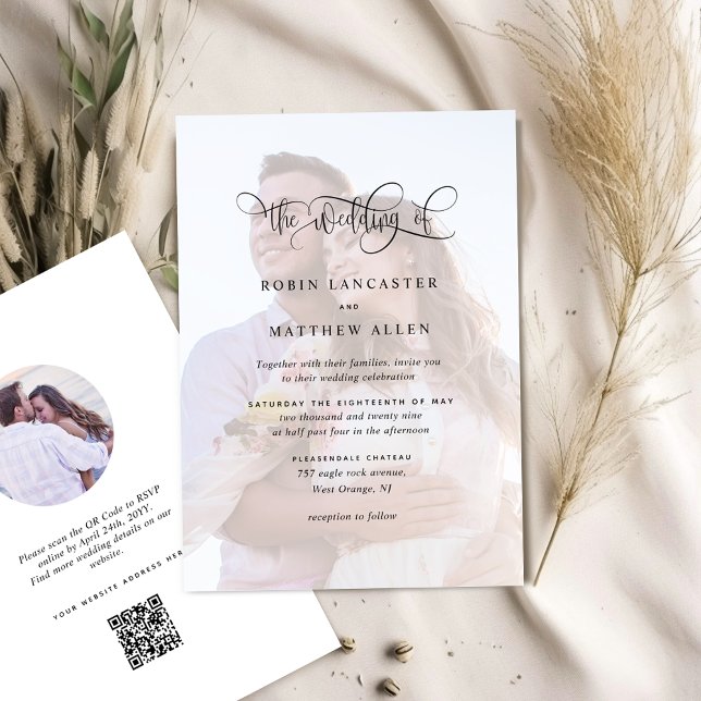 Elegante invitación de boda con foto y código QR (Subido por el creador)