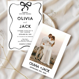 Elegante Invitación de Boda con Foto y Dibujo de L