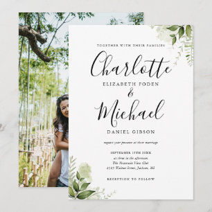 Elegante Invitación de Boda con Foto y Guión de Fi