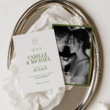 Elegante Invitación de Boda con Foto y Monograma e