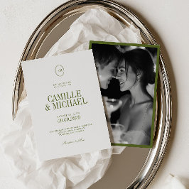 Elegante Invitación de Boda con Foto y Monograma e