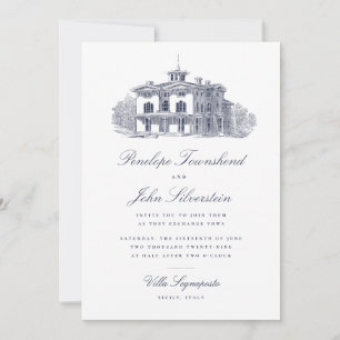 Elegante Invitación de Boda con Guión de Villa Ita