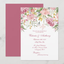 Elegante Invitación de Boda con Guión Floral Rosa