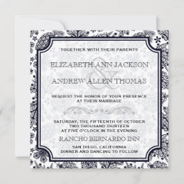 Elegante invitación de boda con hojas de encaje en