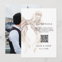 Elegante Invitación de Boda con Lazo Clásico Minim