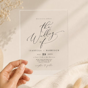 Elegante Invitación de Boda con Letra de Caligrafí
