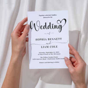 Elegante Invitación de Boda con Letra de Corazón e