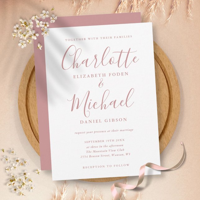 Elegante Invitación de Boda con Letra de Rosa Polv (Subido por el creador)