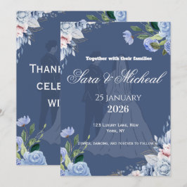Elegante Invitación de Boda con Letra Floral de La
