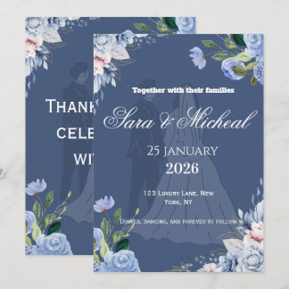 Elegante Invitación de Boda con Letra Floral de La