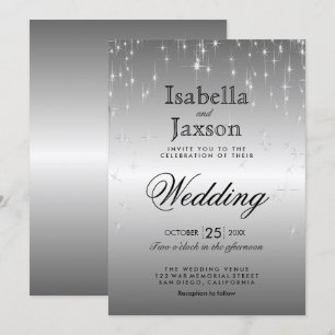 Elegante Invitación de Boda con Luces de Estrella 