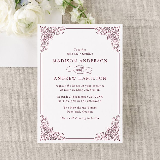Elegante Invitación de Boda con Marco Antiguo de C (Subido por el creador)