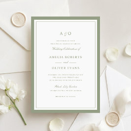 Elegante Invitación de Boda con Marco de Olivo Ver