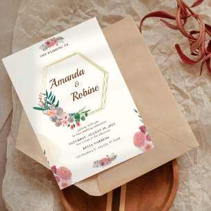 Elegante Invitación de Boda con Marco Dorado en Fo