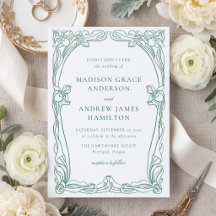 Elegante Invitación de Boda con Marco Floral Art N