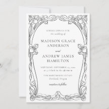 Elegante Invitación de Boda con Marco Floral Art N