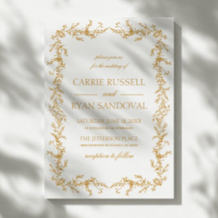 Elegante Invitación de Boda con Marco Floral Dibuj