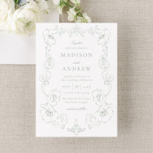 Elegante Invitación de Boda con Marco Floral Ornat